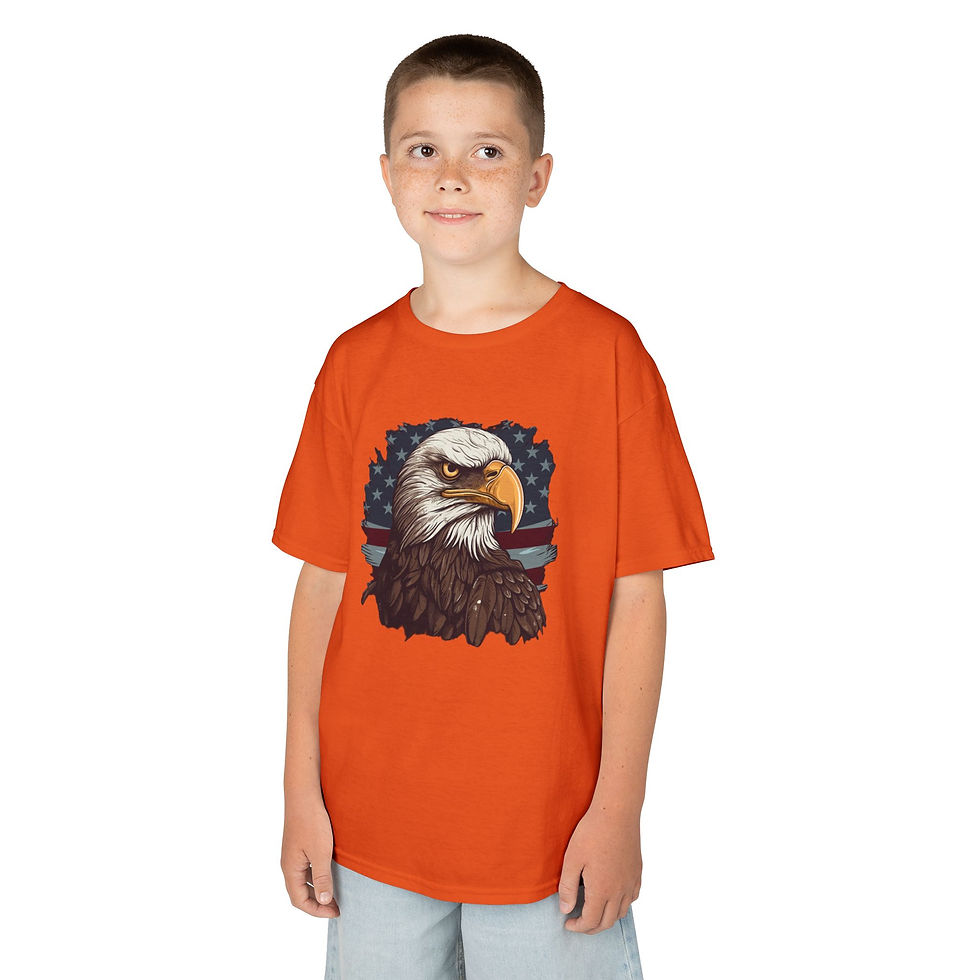 Thumbnail: Bald Eagle Colorful Flag Kids Heavy Cotton™ Tee