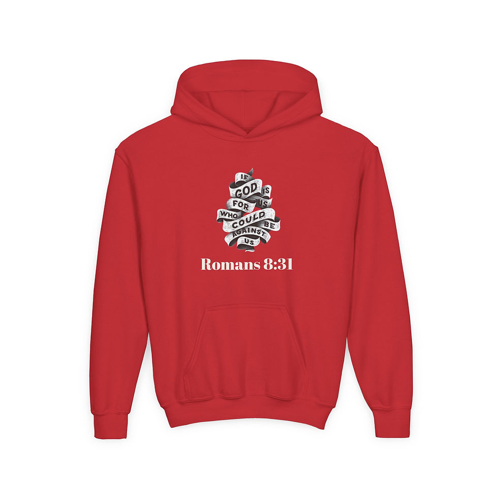 Thumbnail: Romans 8:31 Who can be against us? Youth Heavy Blend Hooded Sweatshirt