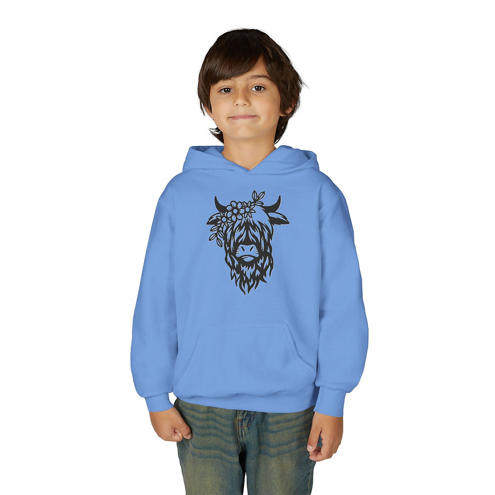Thumbnail: Highland Cow Youth Heavy Blend Hooded Sweatshirt