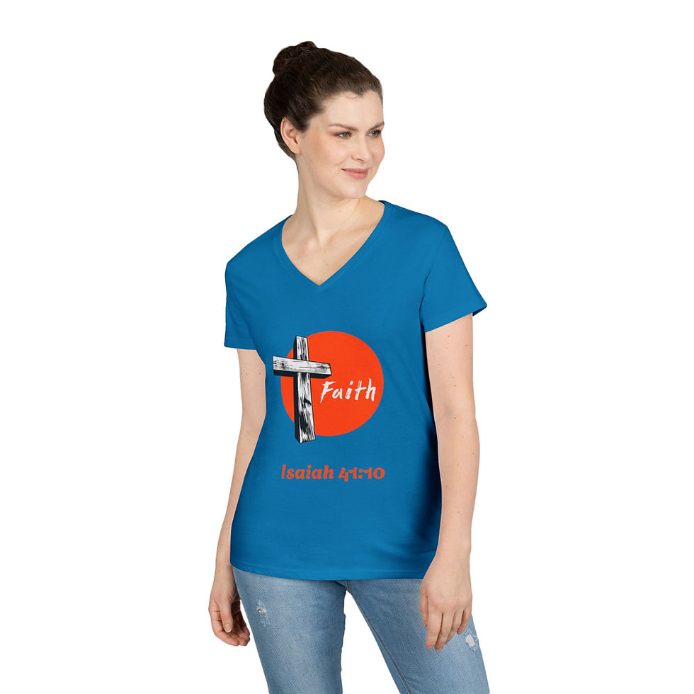 Thumbnail: Isaiah 41:10 Do Not Fear Ladies' V-Neck T-Shirt