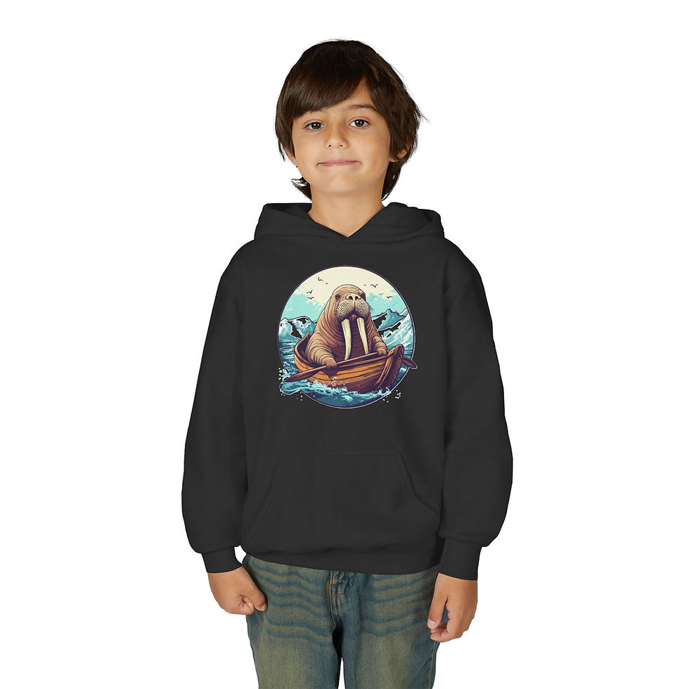 Thumbnail: Walrus Colorful Youth Heavy Blend Hooded Sweatshirt