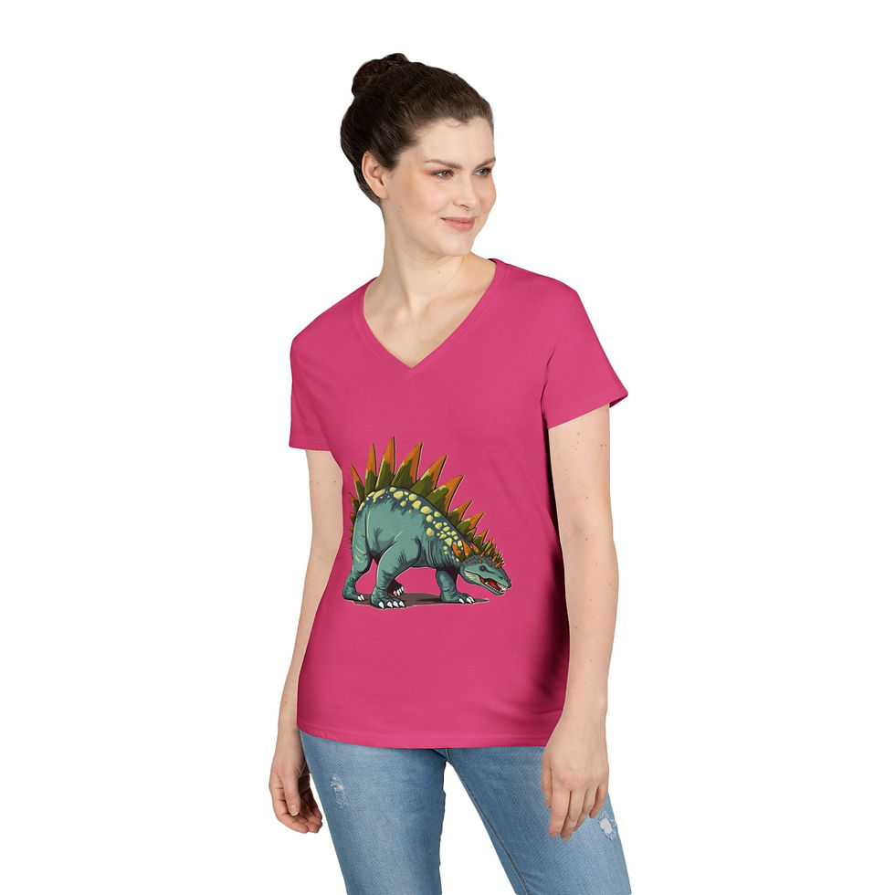 Thumbnail: Stegosaurus Ladies' V-Neck T-Shirt