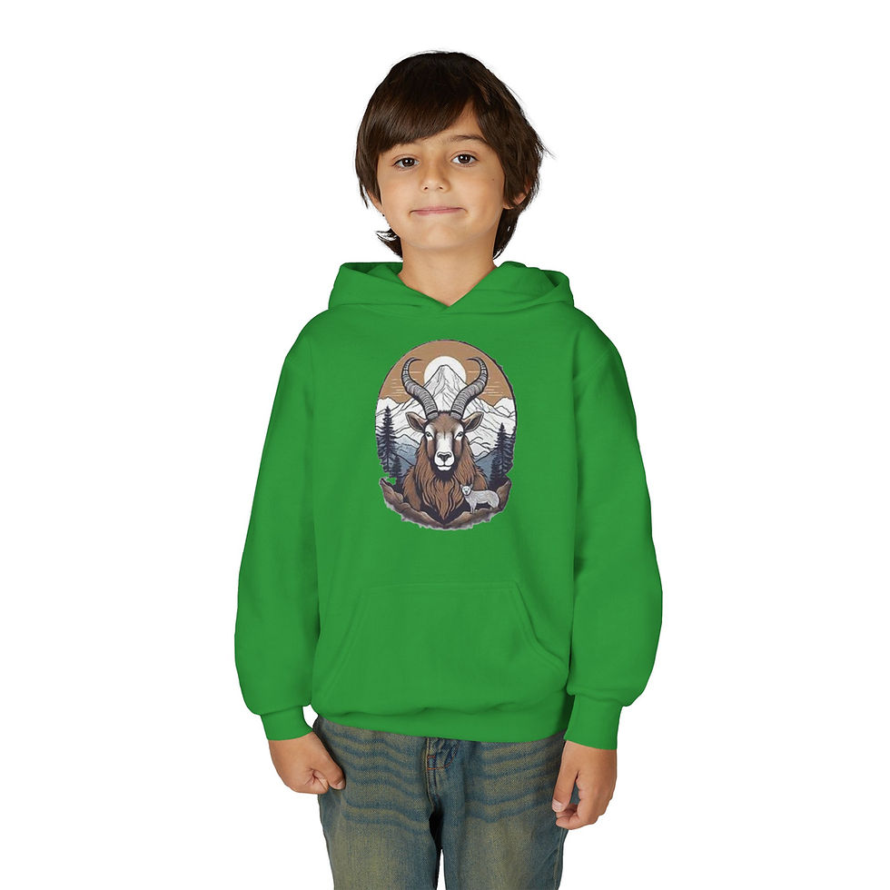 Thumbnail: Goat Colorful Youth Heavy Blend Hooded Sweatshirt