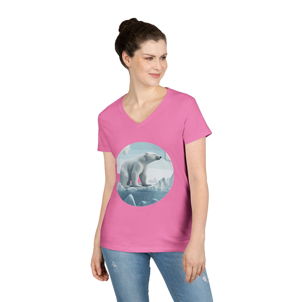 Thumbnail: Polar Bear Colorful Ladies' V-Neck T-Shirt