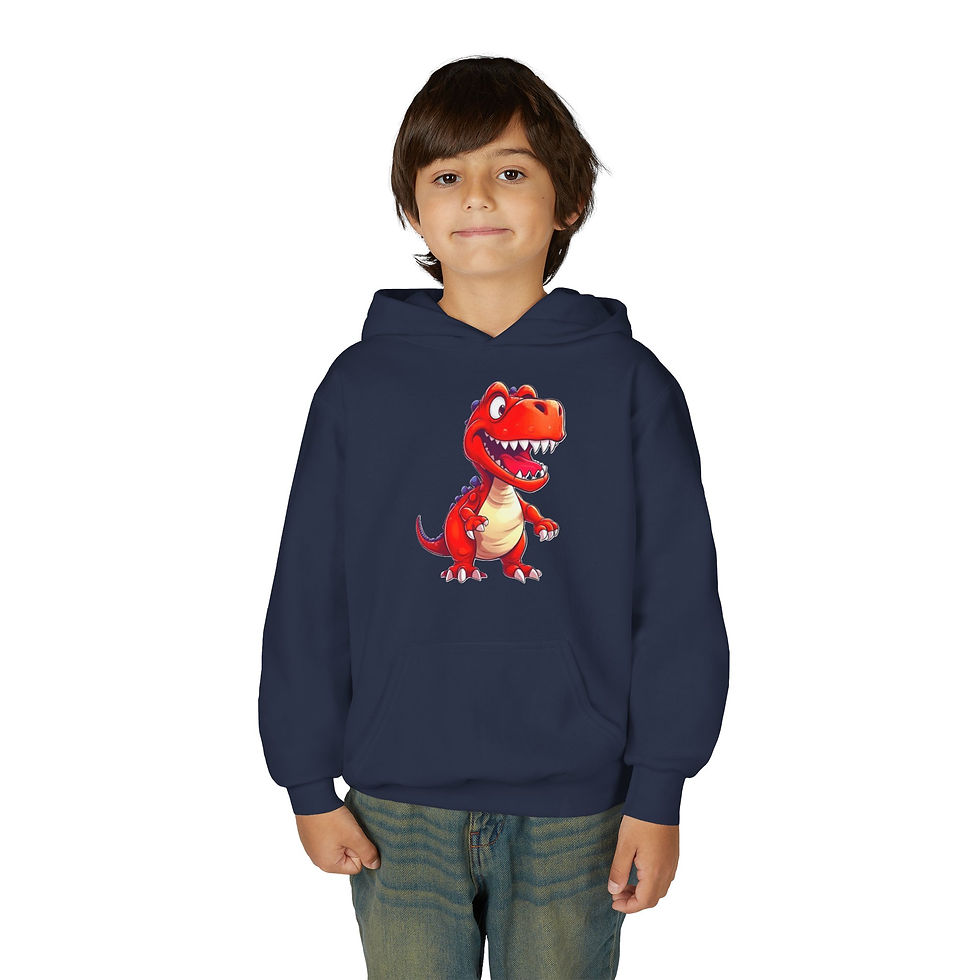 Thumbnail: T-Rex Colorful Youth Heavy Blend Hooded Sweatshirt