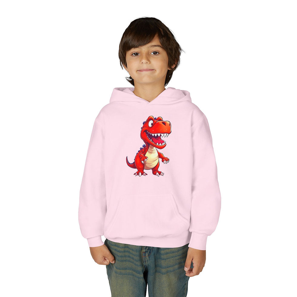 Thumbnail: T-Rex Colorful Youth Heavy Blend Hooded Sweatshirt