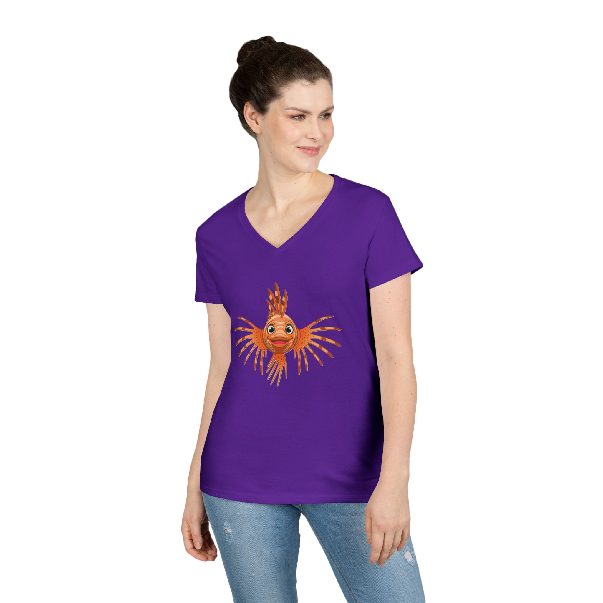 Lionfish Colorful Ladies' V-Neck T-Shirt