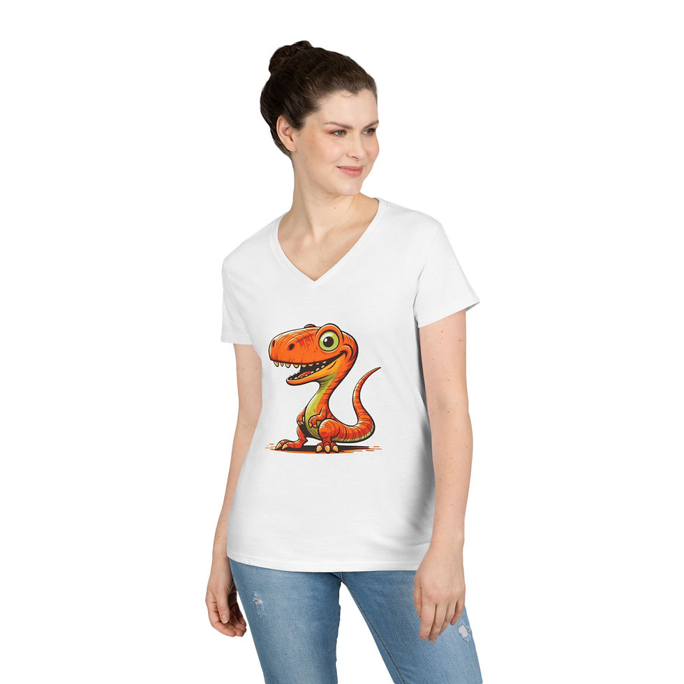 Thumbnail: Velociraptor Colorful Ladies' V-Neck T-Shirt