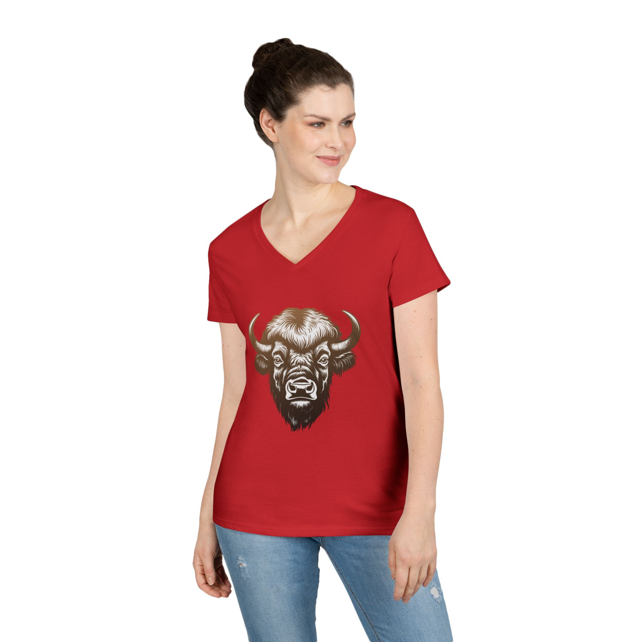Bison Ladies' V-Neck T-Shirt