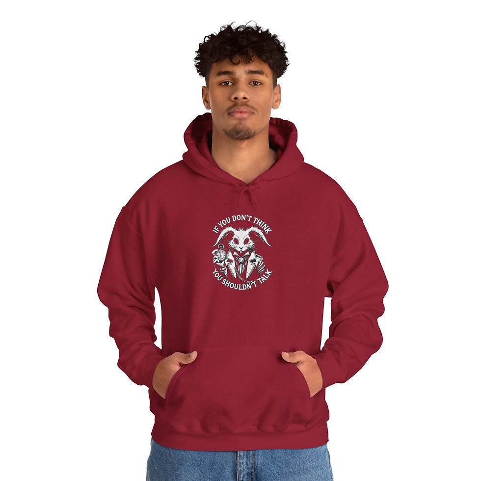 Thumbnail: White Rabbit Think Wonderland Unisex Heavy Blend™ Hooded Sweatshirt
