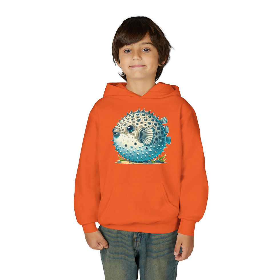 Thumbnail: Pufferfish Colorful Youth Heavy Blend Hooded Sweatshirt