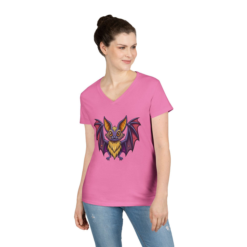 Thumbnail: Bat Colorful Ladies' V-Neck T-Shirt
