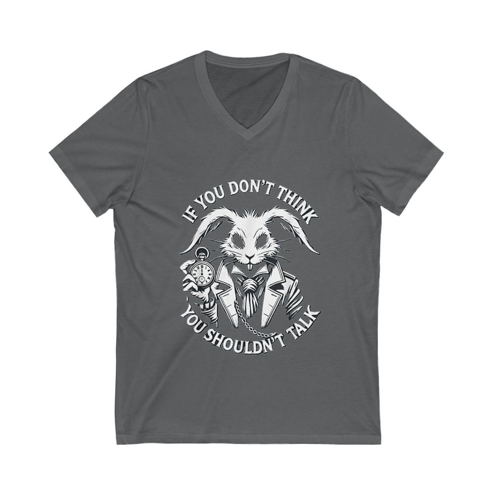 Thumbnail: White Rabbit Think Wonderland Unisex Jersey Short Sleeve V-Neck Tee