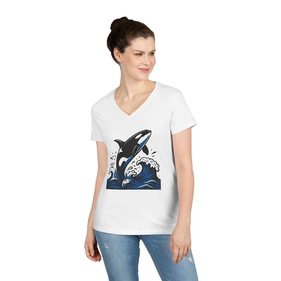 Thumbnail: Orca Colorful Ladies' V-Neck T-Shirt