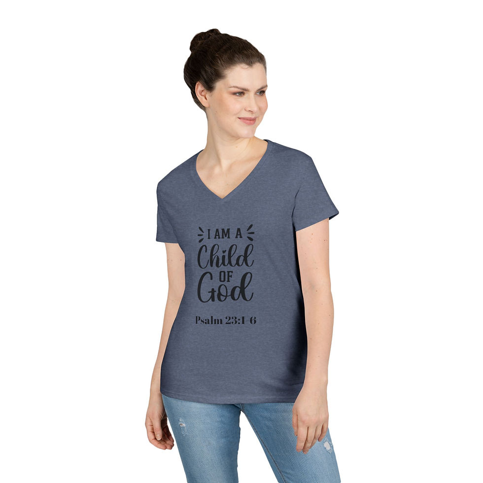 Thumbnail: Psalm 23:1-6 The Lord is my sheperd Ladies' V-Neck T-Shirt