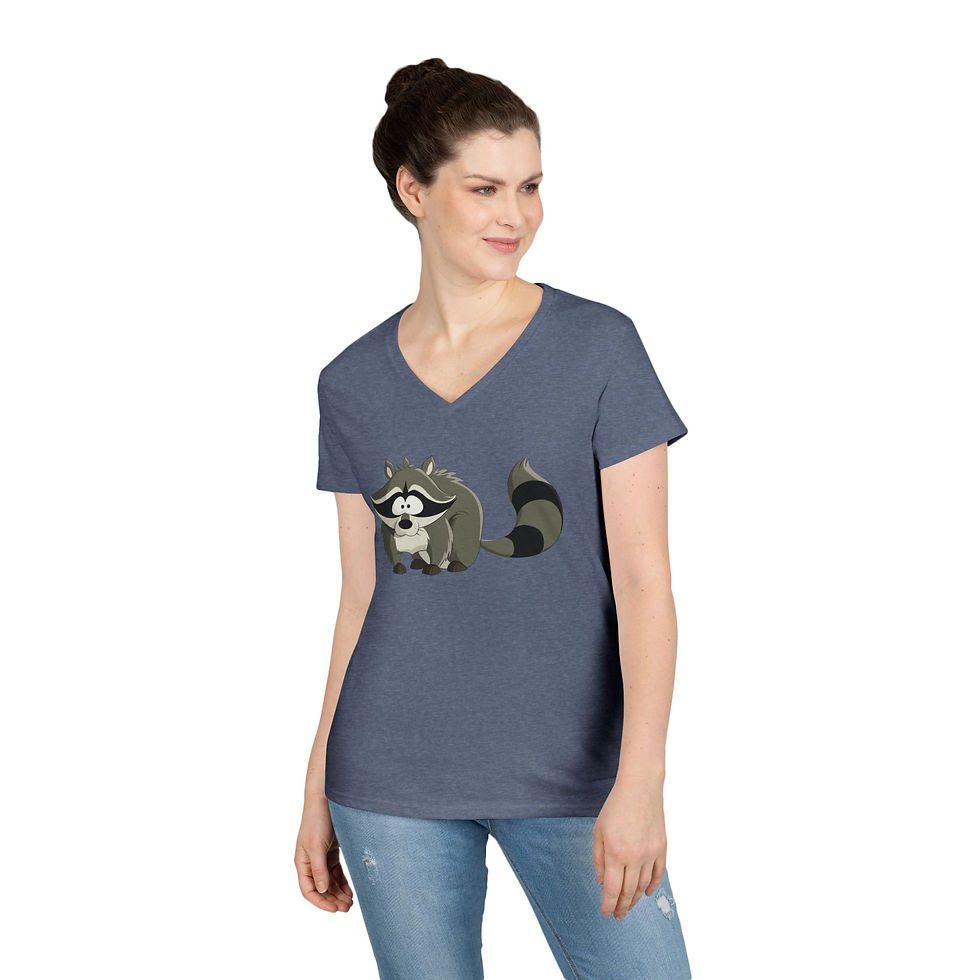 Thumbnail: Raccoon Colorful Ladies' V-Neck T-Shirt