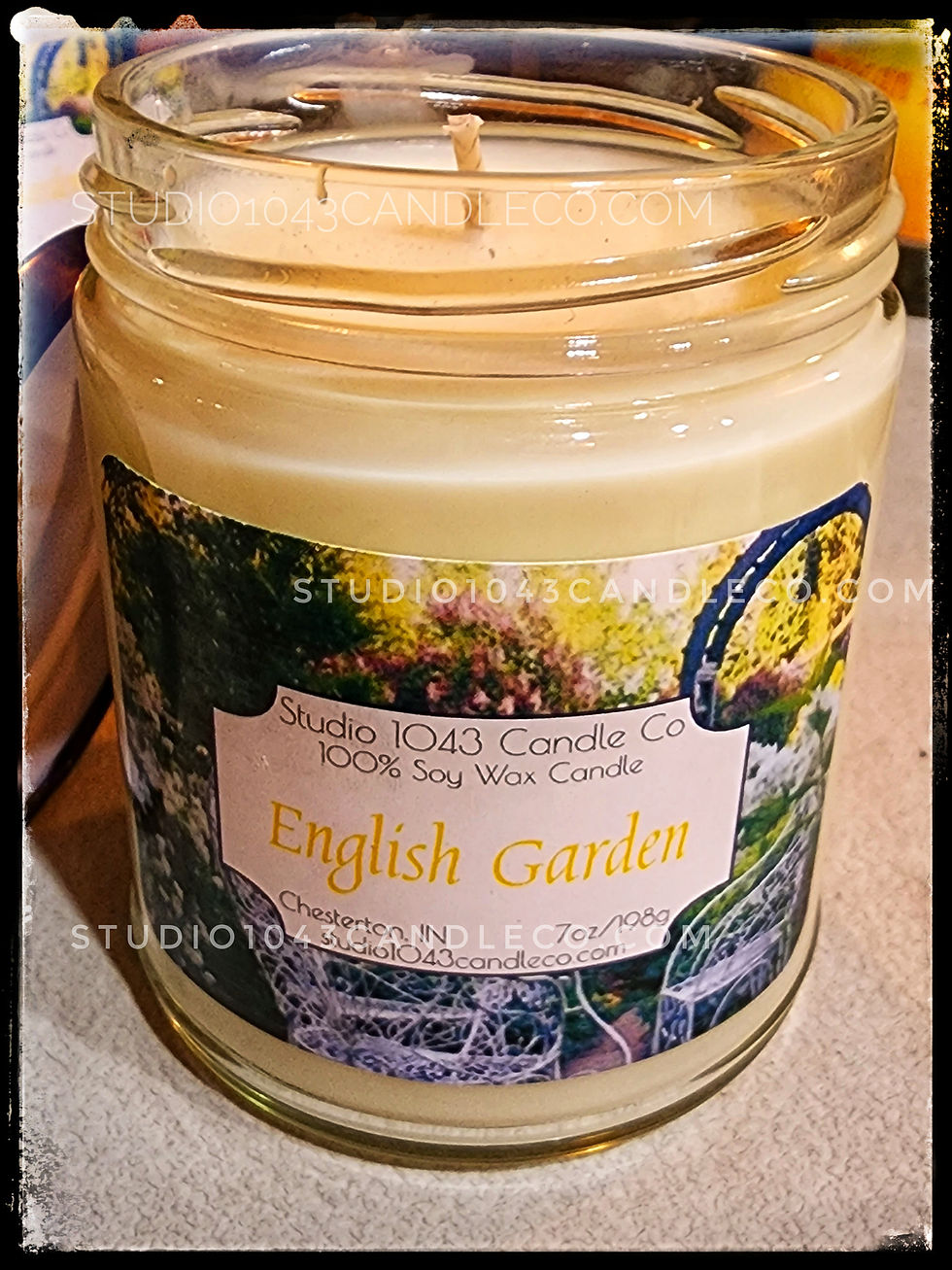 Thumbnail: English Garden scented soy wax candle in a 7 ounce jar