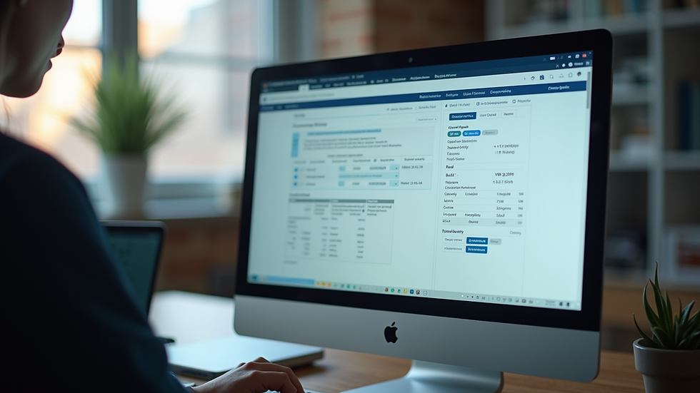 Close-up view of a computer screen displaying billing software