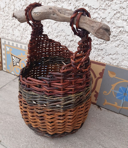 panier asymétrique anse bois flotté