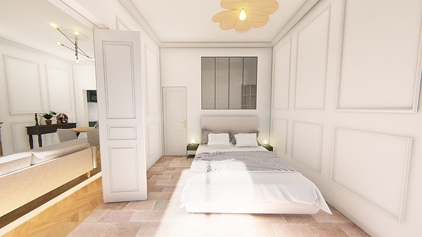 rendu 3D modélisation 3D visualisation 3D projet rénovation appartement montpellier chambre