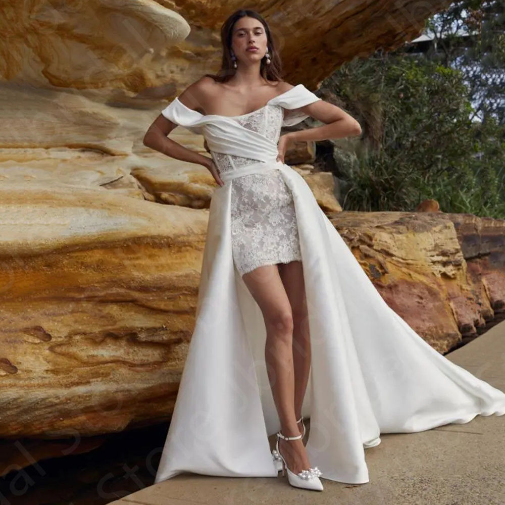 Opaline Rose High-Low Off-Shoulder Couture Bridal Gown