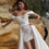 Thumbnail: Opaline Rose High-Low Off-Shoulder Couture Bridal Gown