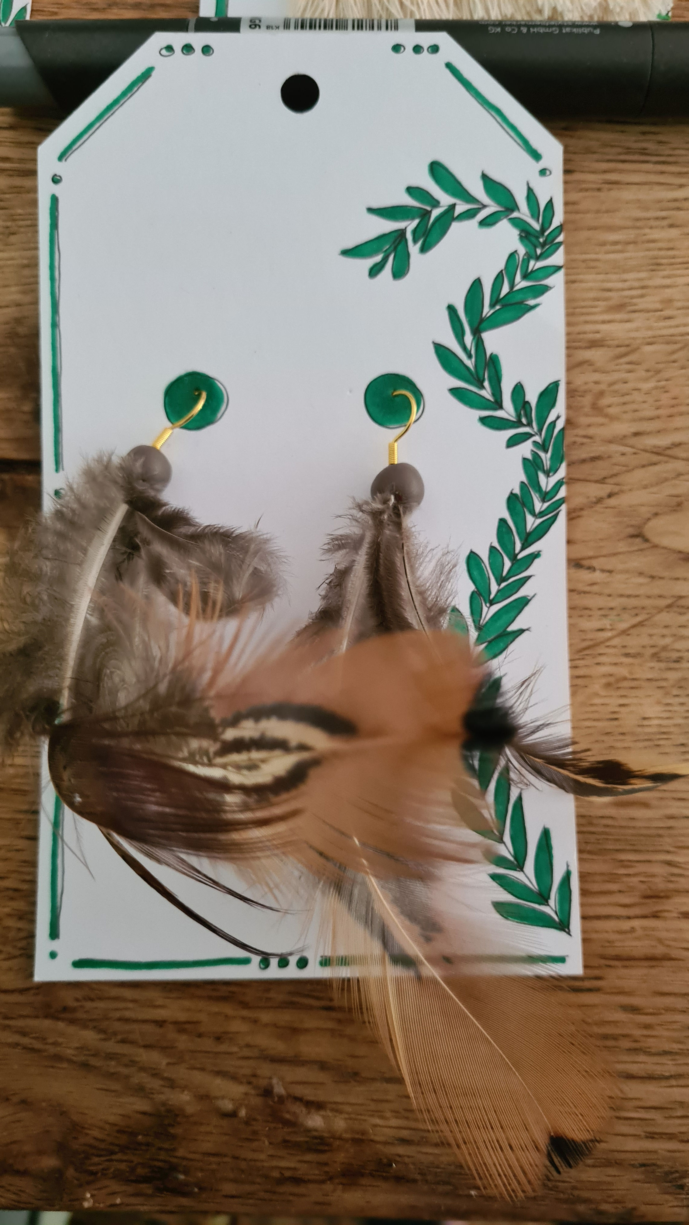 Boucles d'oreilles en plumes de faisan (faites à la main)