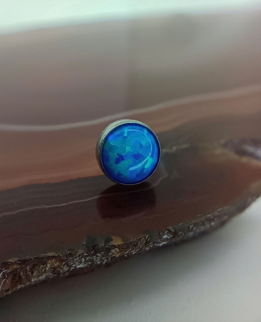 NeoMetal - Capri Blue Opal Cabochon - APP Approved Implant Grade Titanium