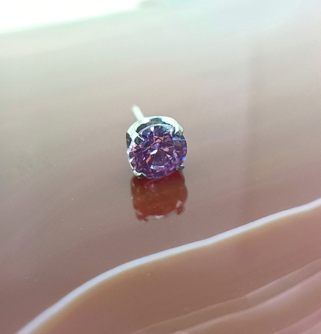 NeoMetal - Fancy Purple Prong Set Gem End - APP Approved Implant Grade Titanium