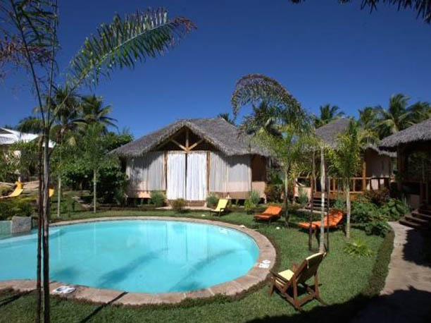 Bungalows and pool at Le Zahir Lodge, Nosy Be, Madagascar