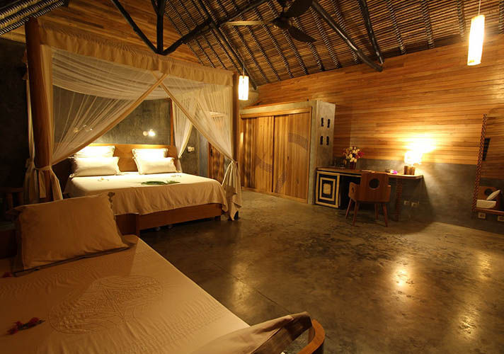 Bathroom at L’Heure Bleue Hotel on Plage de Madirokely in Nosy Be, Madagascar