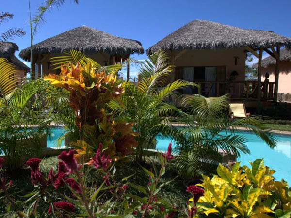 Bungalows and pool at Le Zahir Lodge, Nosy Be, Madagascar