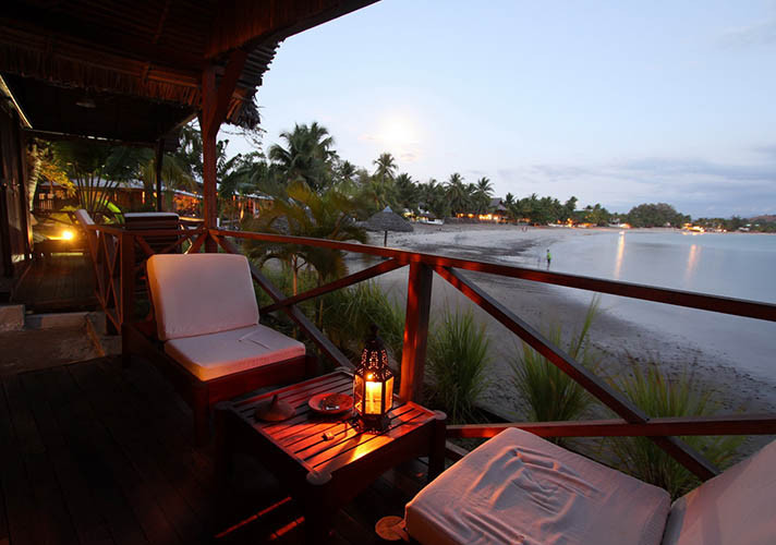 Bathroom at L’Heure Bleue Hotel on Plage de Madirokely in Nosy Be, Madagascar