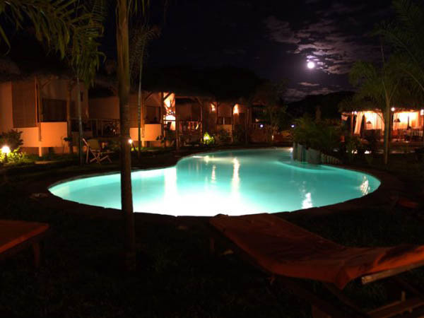 Bungalows and pool at Le Zahir Lodge, Nosy Be, Madagascar