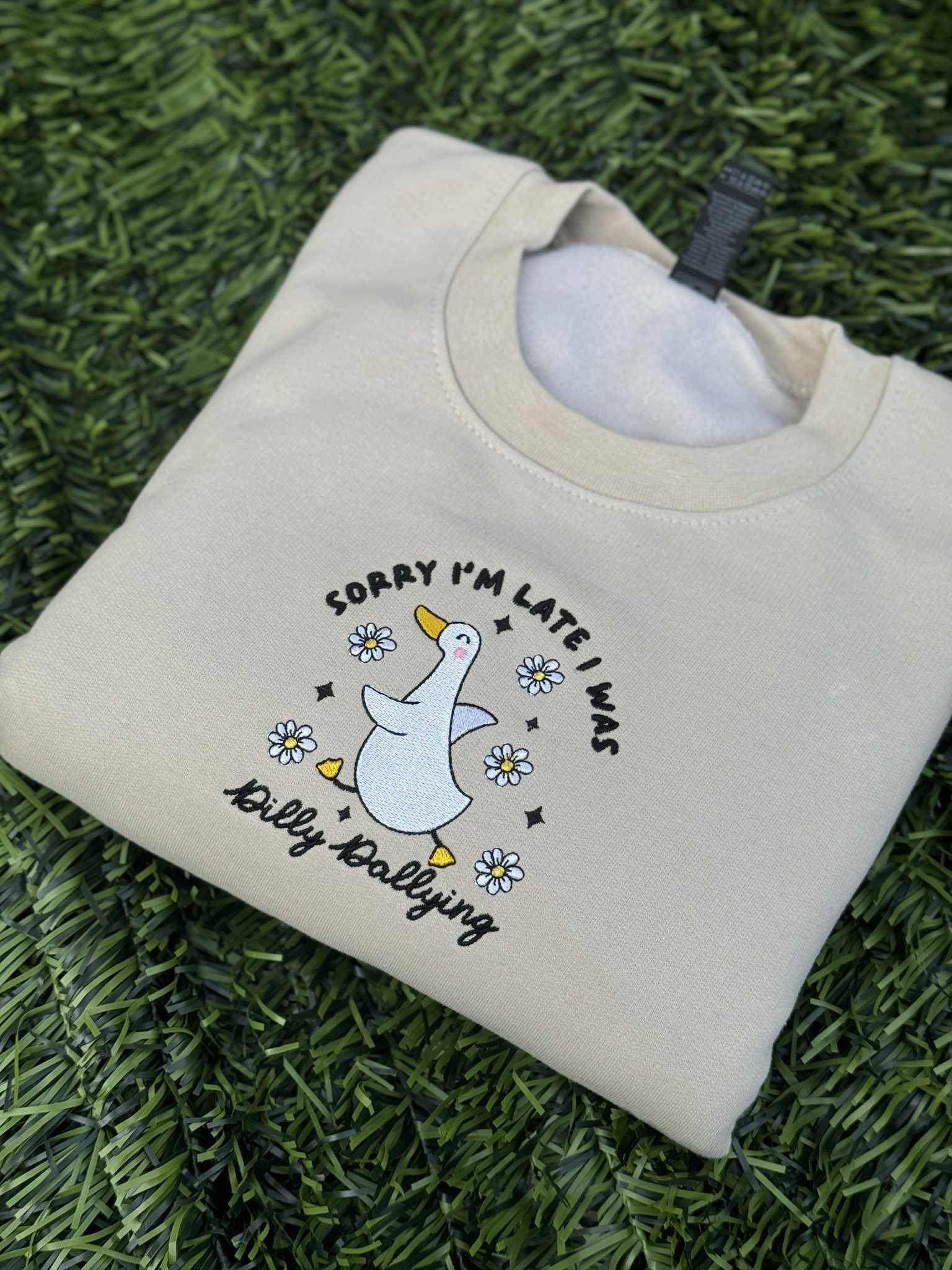 Sorry I'm late i was Dilly Dallying Sweater