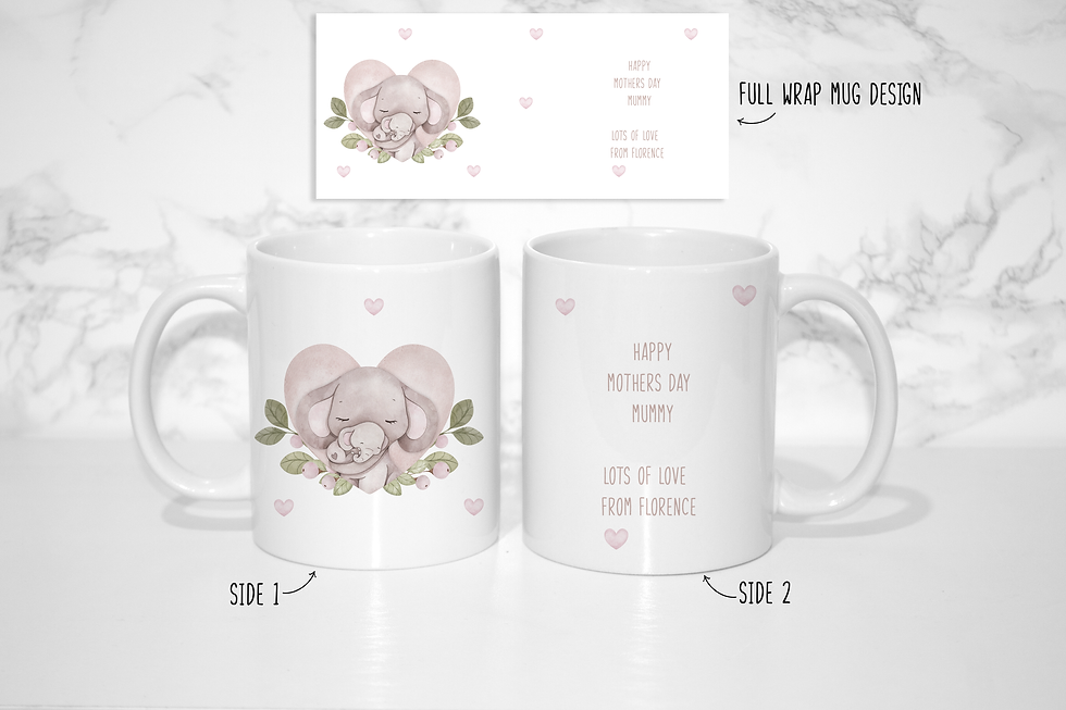 Happy 1st Mothers Day Mug - Elephant Design