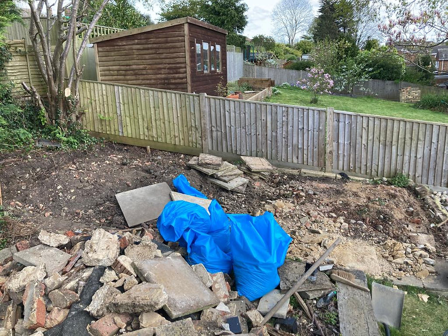 Rubble while clearing land, prior to installing the pergola