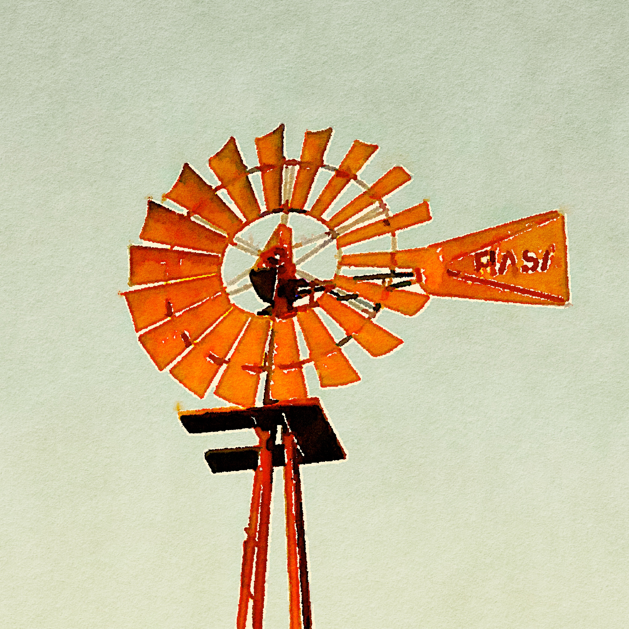 windmill watercolor