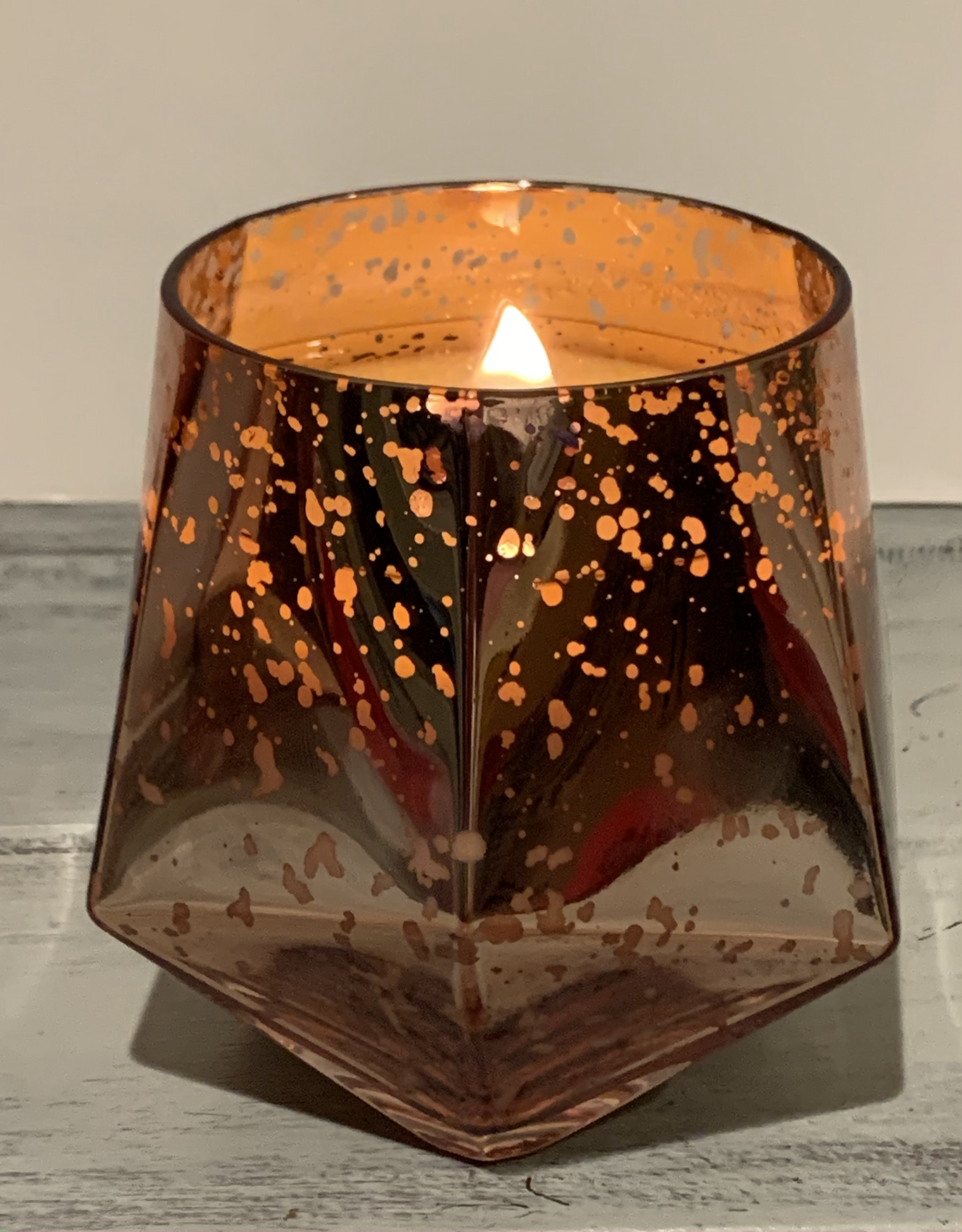Rose Gold Holiday Glass Geo Jar / Fraser Fir