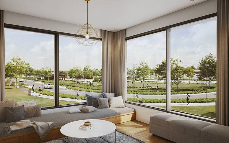 Views of pocket parks create a sense of tranquility within the home (Artist’s Perspective)