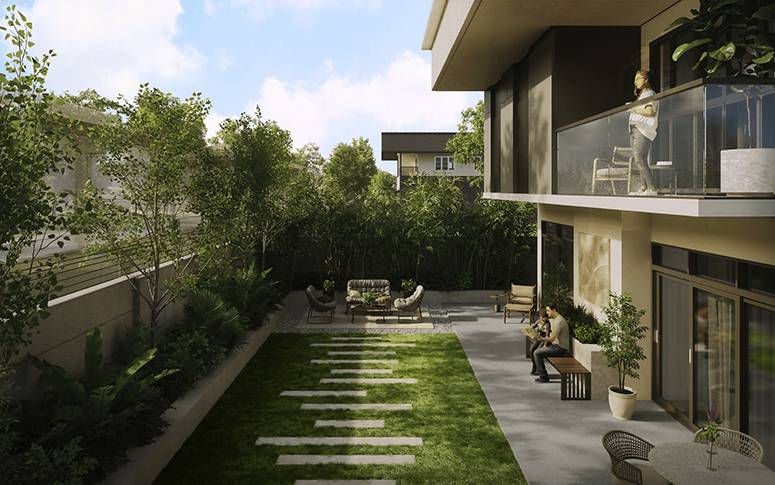 Spacious lots in Yume at Riverpark provide ample room for larger gardens (Artist’s Perspective)