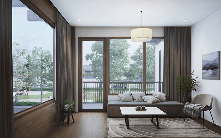 Views of pocket parks create a sense of tranquility within the home (Artist’s Perspective)