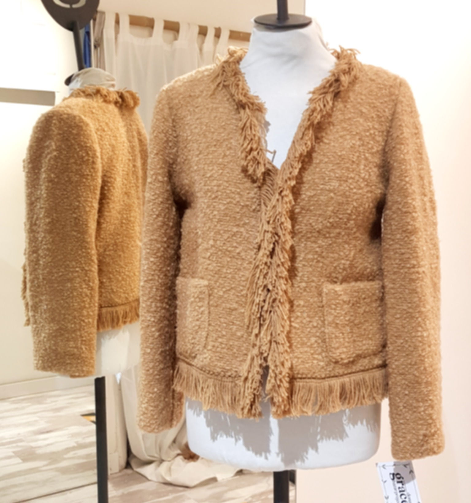 Giacca boucle  ribordato con frange