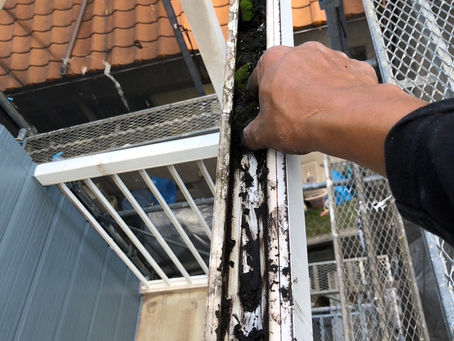 雹被害の波板交換