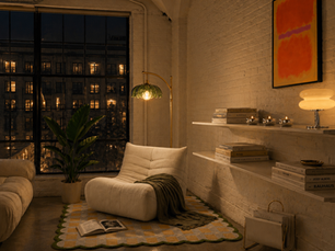 This reading nook is the perfect example: soft seating, layered lighting, clean shelves, greenery, texture, and natural sunlight come together to create a space that feels peaceful, stylish, and genuinely comfortable for everyday life.
