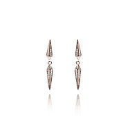 Rose-gold plated brass "Reflection" earring with white Swavorski crystal.