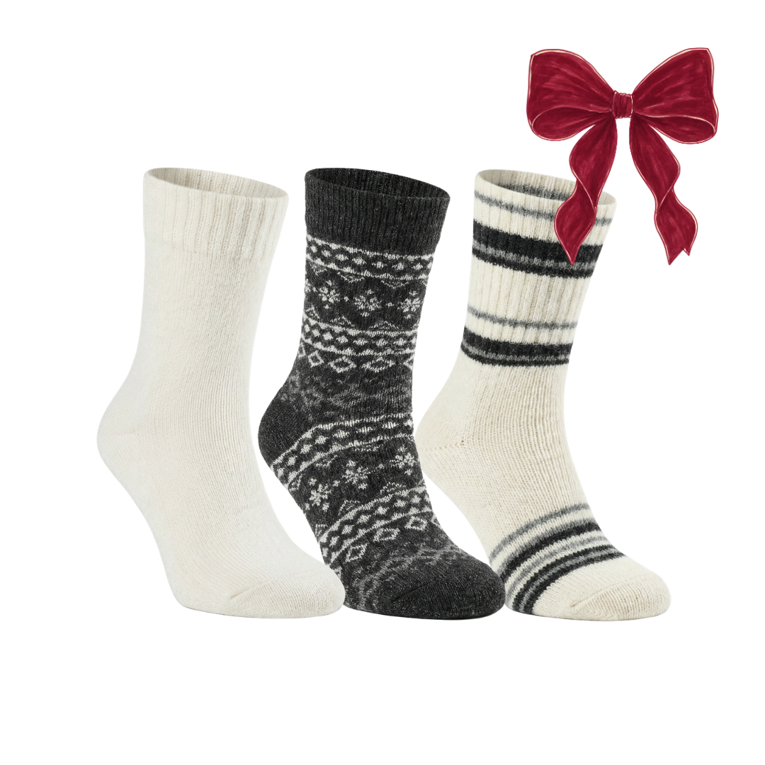 Alpaka Geschenksbox Socken (3er Pack) -schwarz