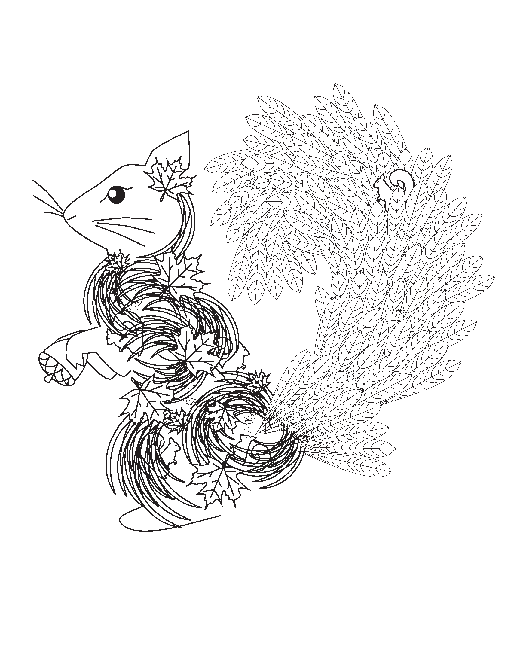 Squirrel Coloring Book page