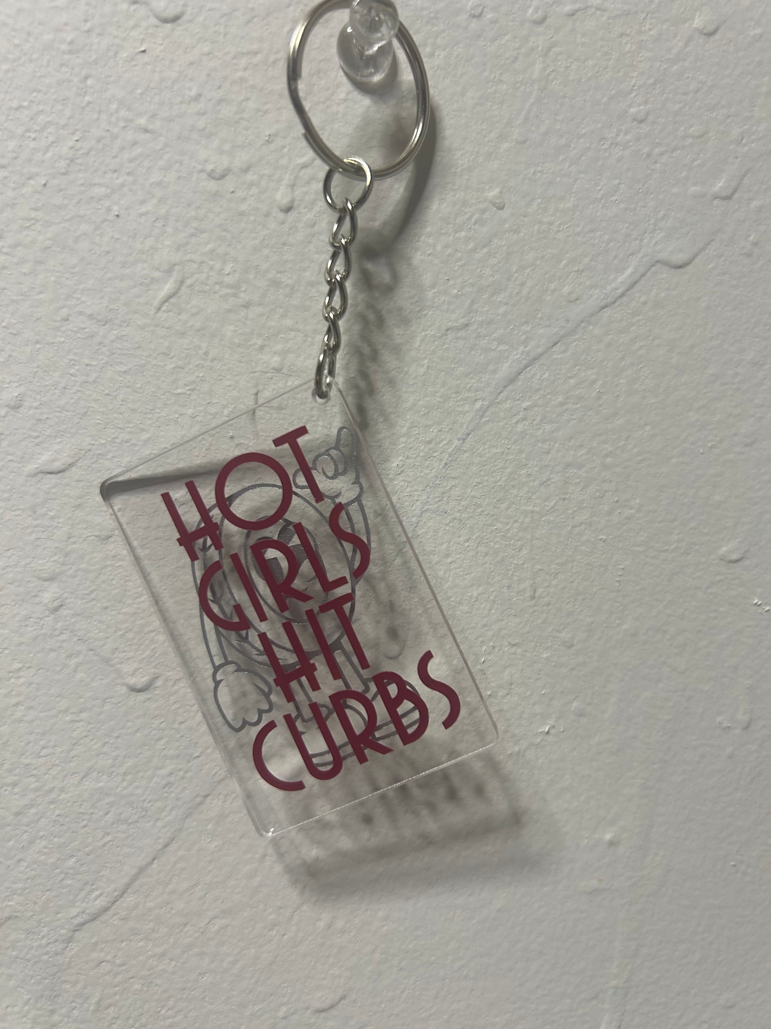 Hot girls hit curbs - Keychain