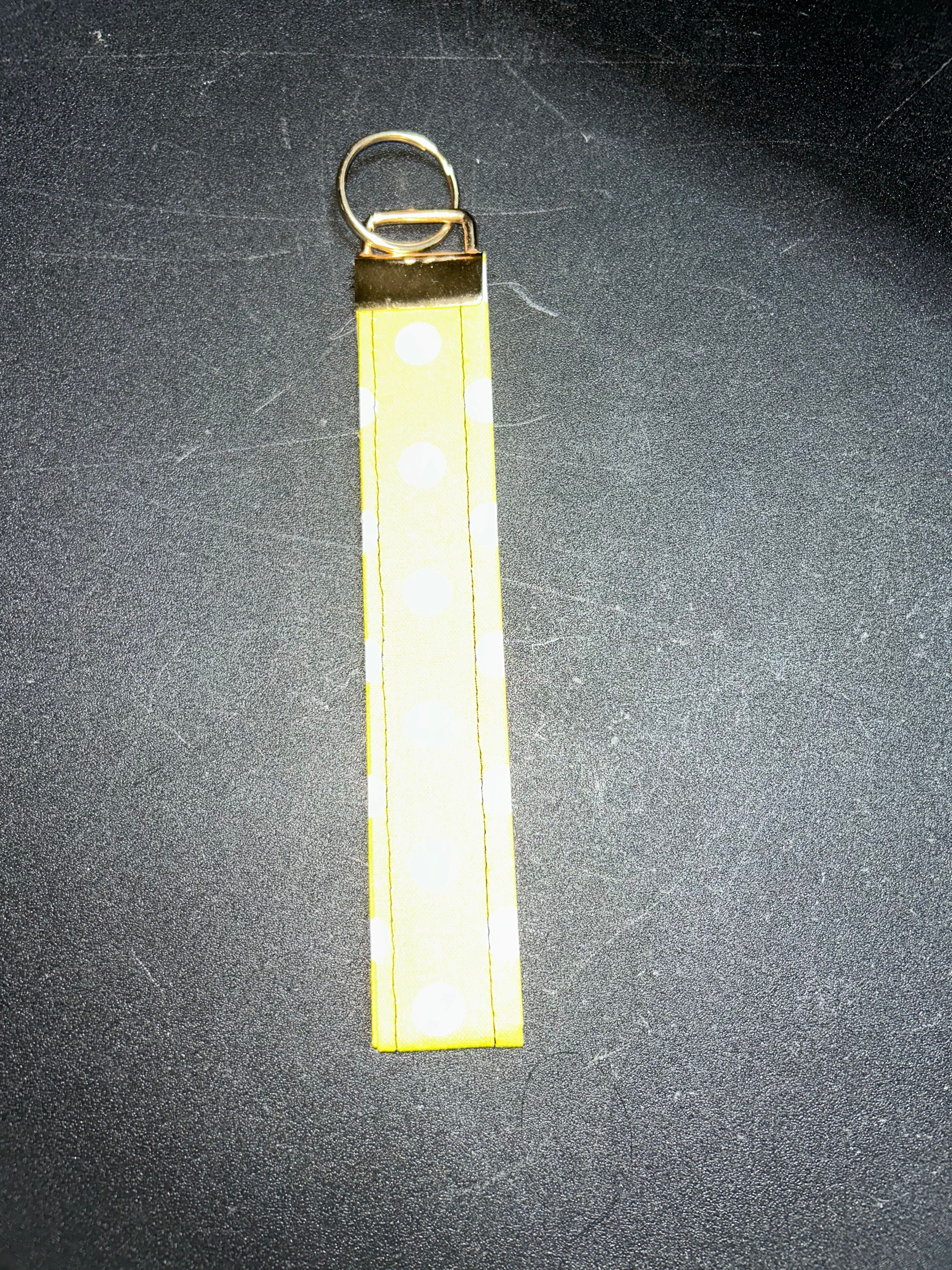 Yellow Polka Dots - Wristlet with Gold Fixtures